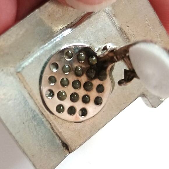 Vintage Seagull Pewter Modernist Geometric Earrings 1988 Signed Clip-On - Picture 9 of 9